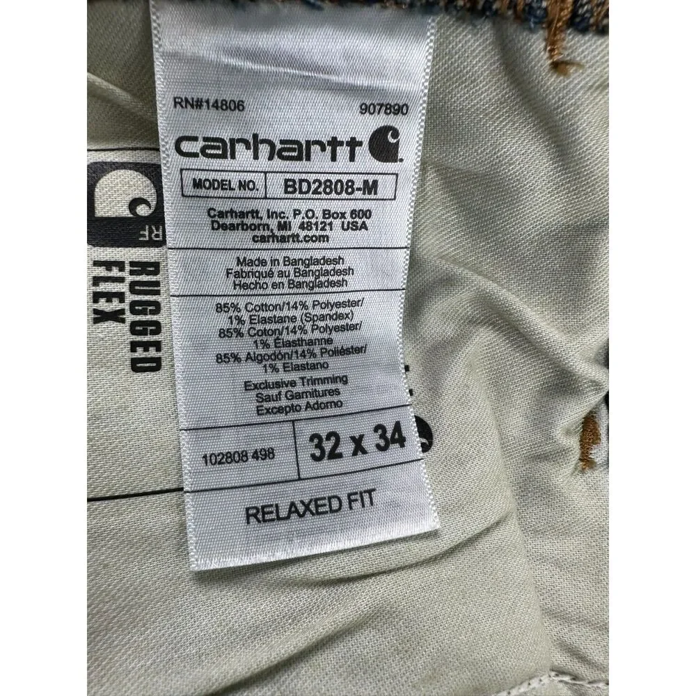 Carhartt Jeans Mens 32x34 Rugged Flex Relaxed Fit Utility Work Denim NWT BD2808